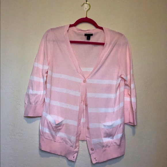 Tommy Hilfiger Sweaters - Tommy Hilfiger pink striped cardigan Large